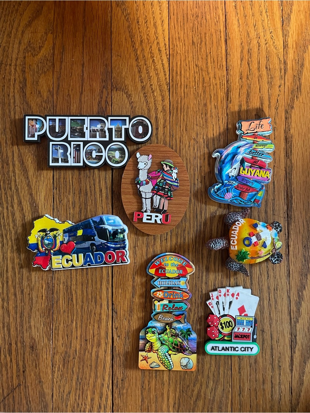 Set of Colorful Travel Souvenir Refrigerator Magnets - Multicolor